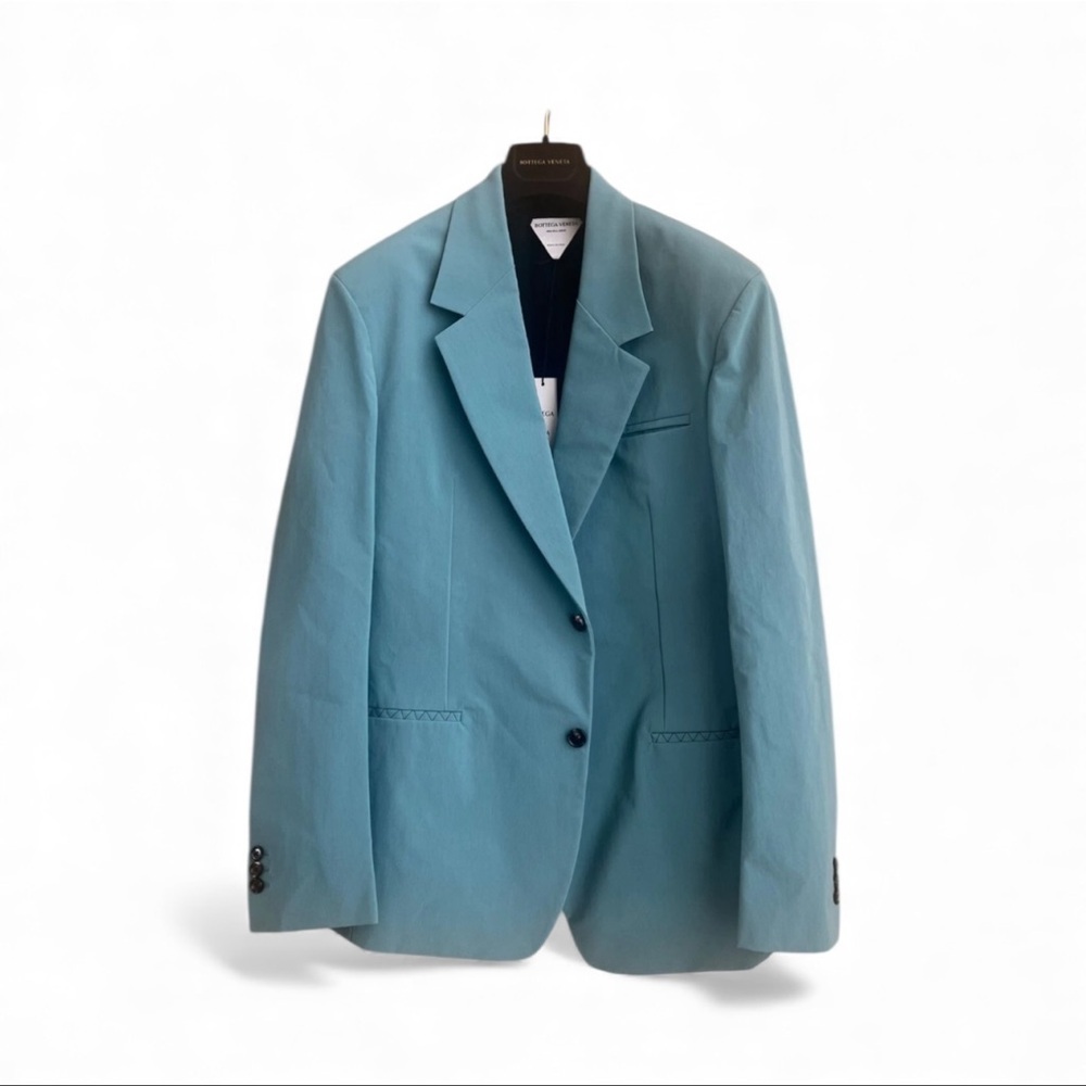 Bottega Veneta Women’s Stretch Nylon Canvas Blazer Jacket Storm Blue SZ 34 NWT